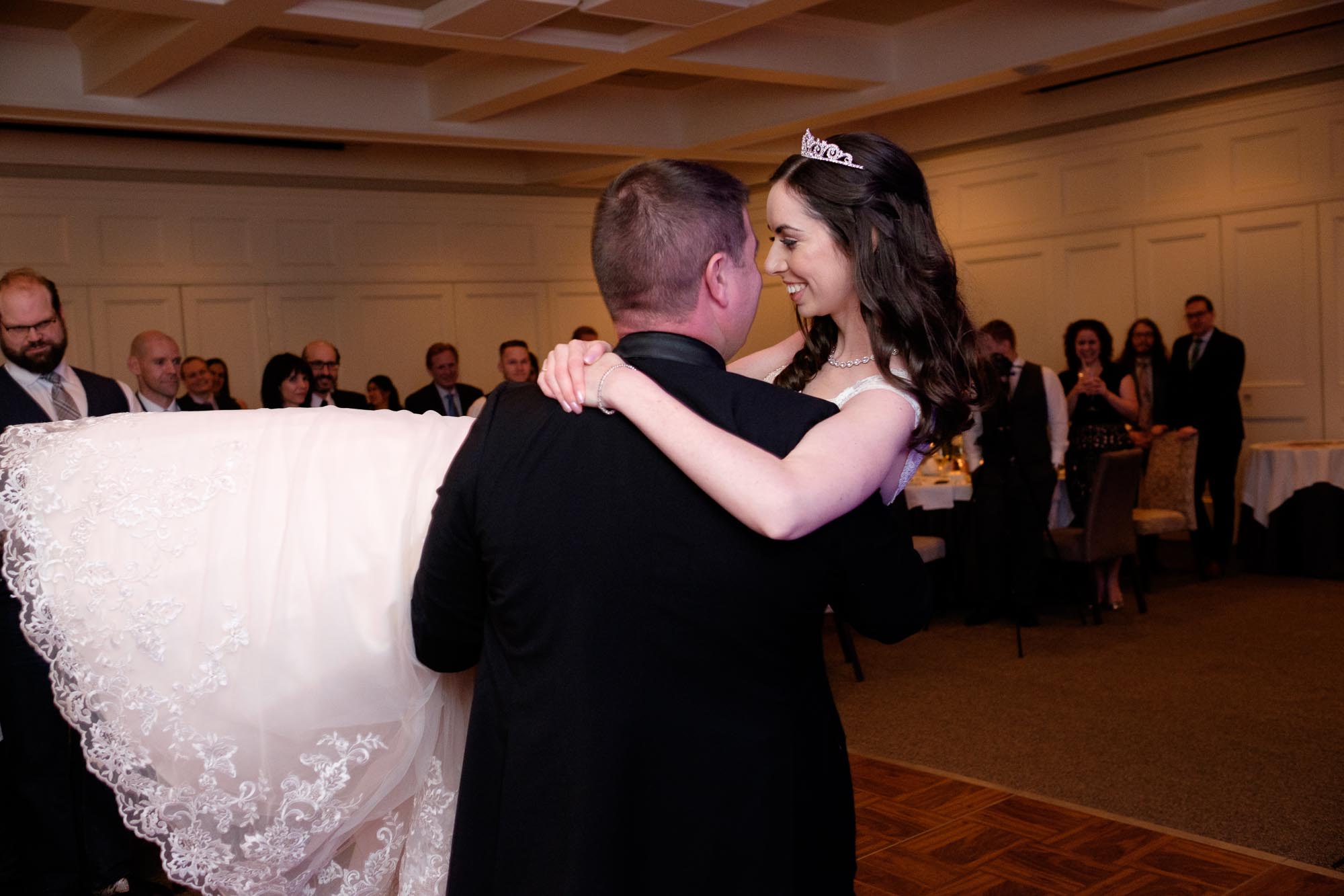  Rob and Amanda have their first dance at their wedding at Langdon Hall. 