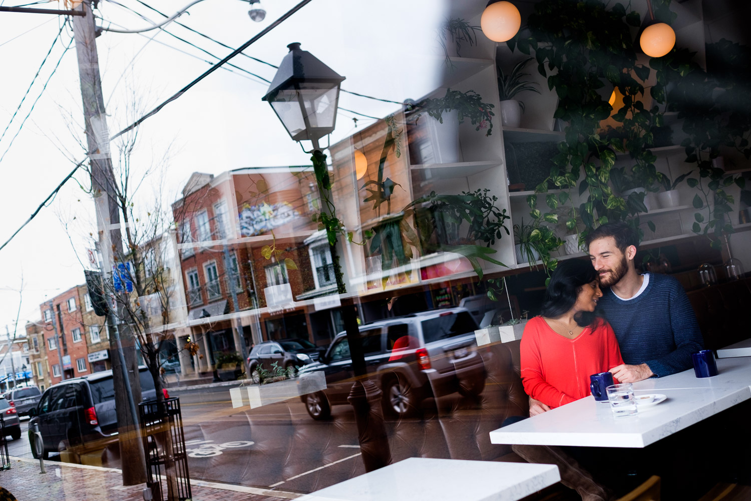  Andrea + Rob's engagement pictures taken at the Pray Tell restaurant in Toronto's midtown neighbourhood by Toronto wedding photographer Scott Williams. 