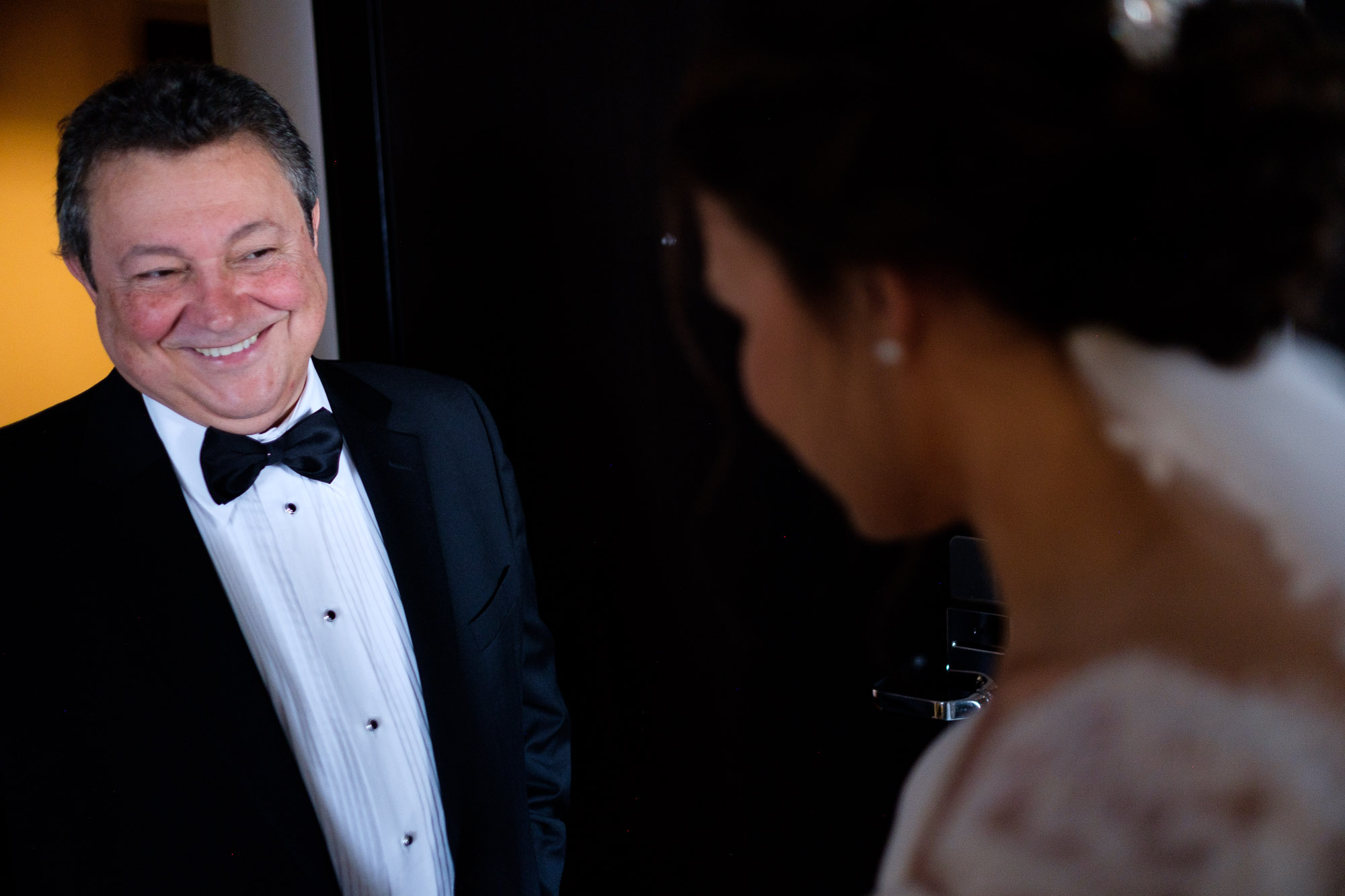  Katherine’s dad reacts to seeing her in her wedding dress for the first time before her Greek Orthodox wedding ceremony in Toronto. 