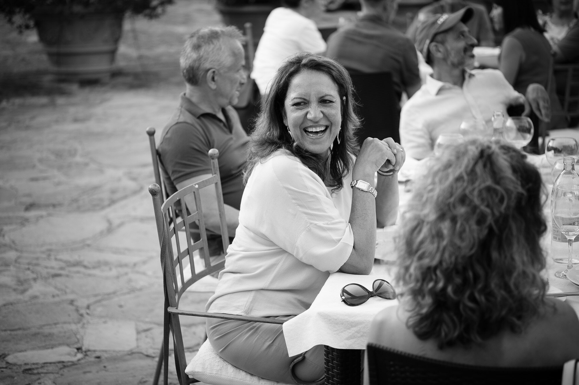  A wedding photograph from a party reception the day after Elena + Steve’s destination wedding at the villa La Sorgente di Francesca in Tuscany, Italy by wedding photographer Scott Williams (www.scottwilliamsphotographer.com) 