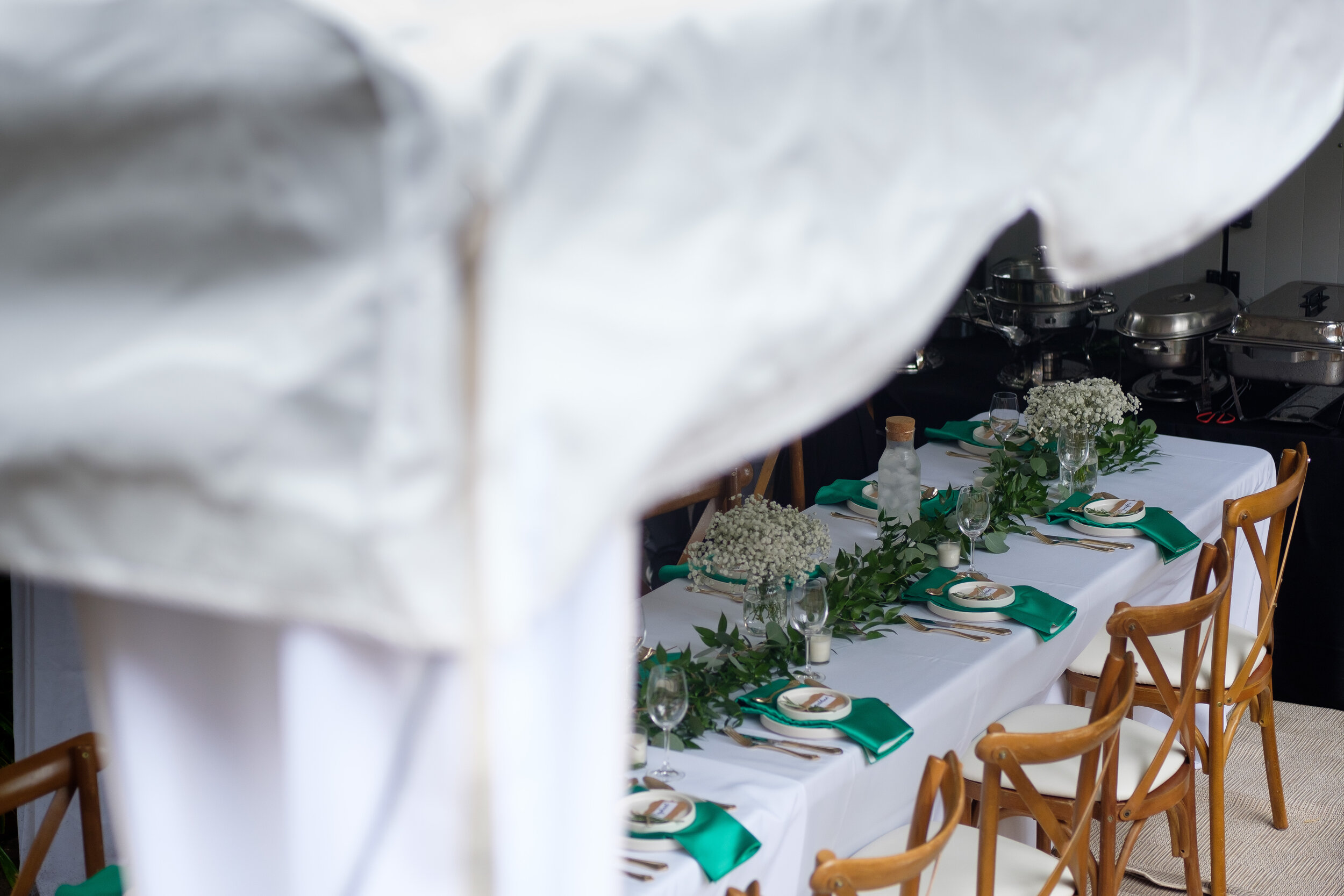  A detail  wedding photograph of the the reception tent at Geraldine &amp; Raphael’s backyard Toronto wedding by Toronto documentary wedding photographer Scott Williams (www.scottwilliamsphotographer.com) 