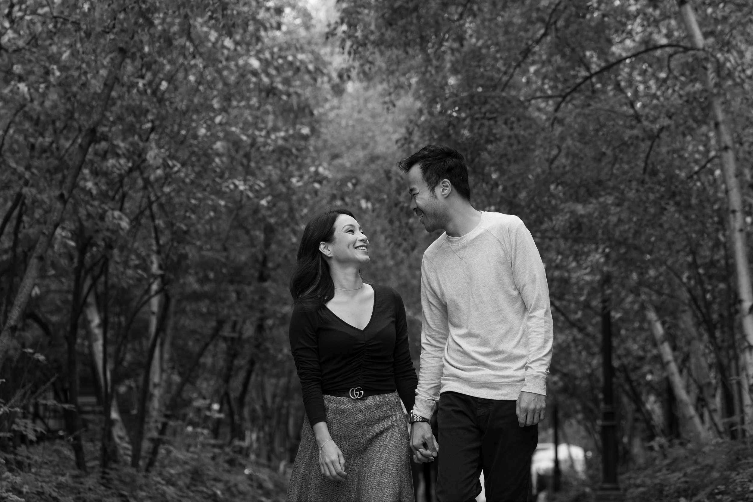  A black and white engagement portrait from Jennifer + Jarvis’ engagement session at Victoria College at the University of Toronto by Toronto wedding photographer Scott Williams. 