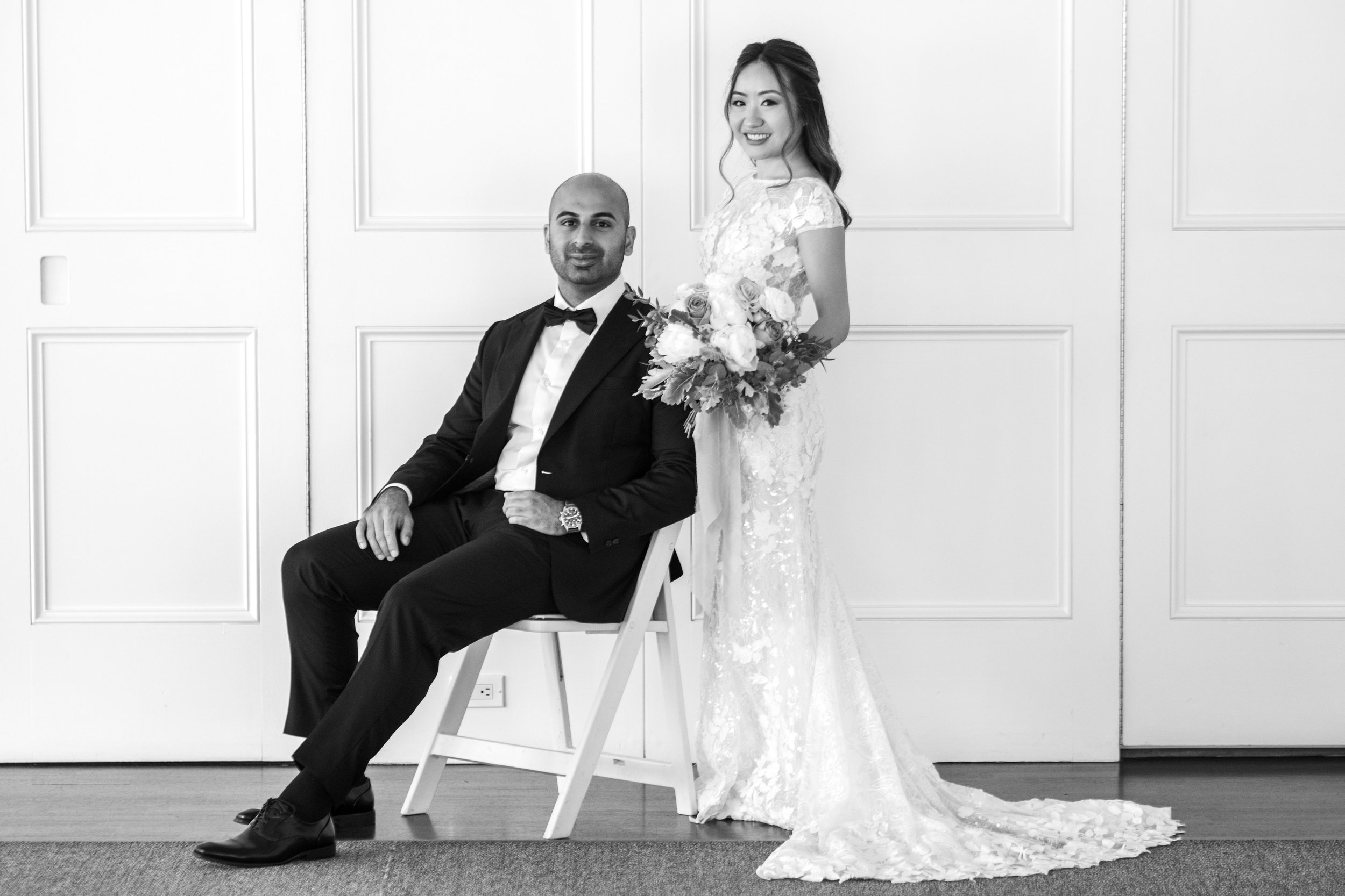  A black and white wedding portrait from Tiffany + Zoubin’s wedding at Langdon Hall by Toronto Wedding Photographer Scott Williams (www.scottwilliamsphotographer.com) 