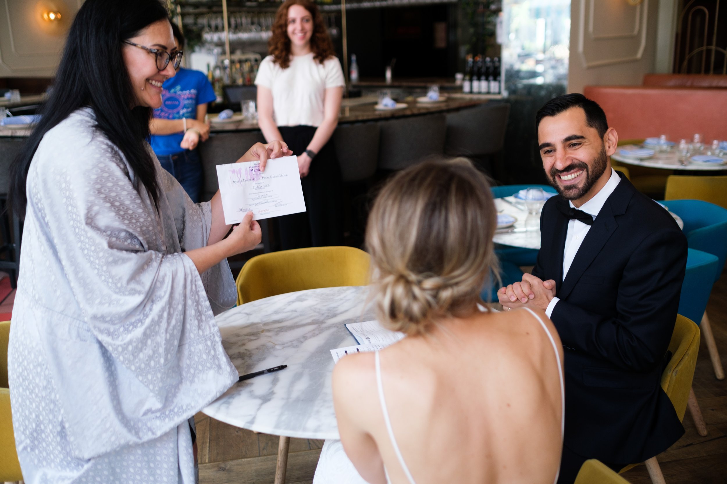  A wedding photograph from Kristina + Amin’s restaurant elopement at Oretta King West in Toronto’s entertainment district by Toronto wedding photographer Scott Williams (www.scottwilliamsphotographer.com) 