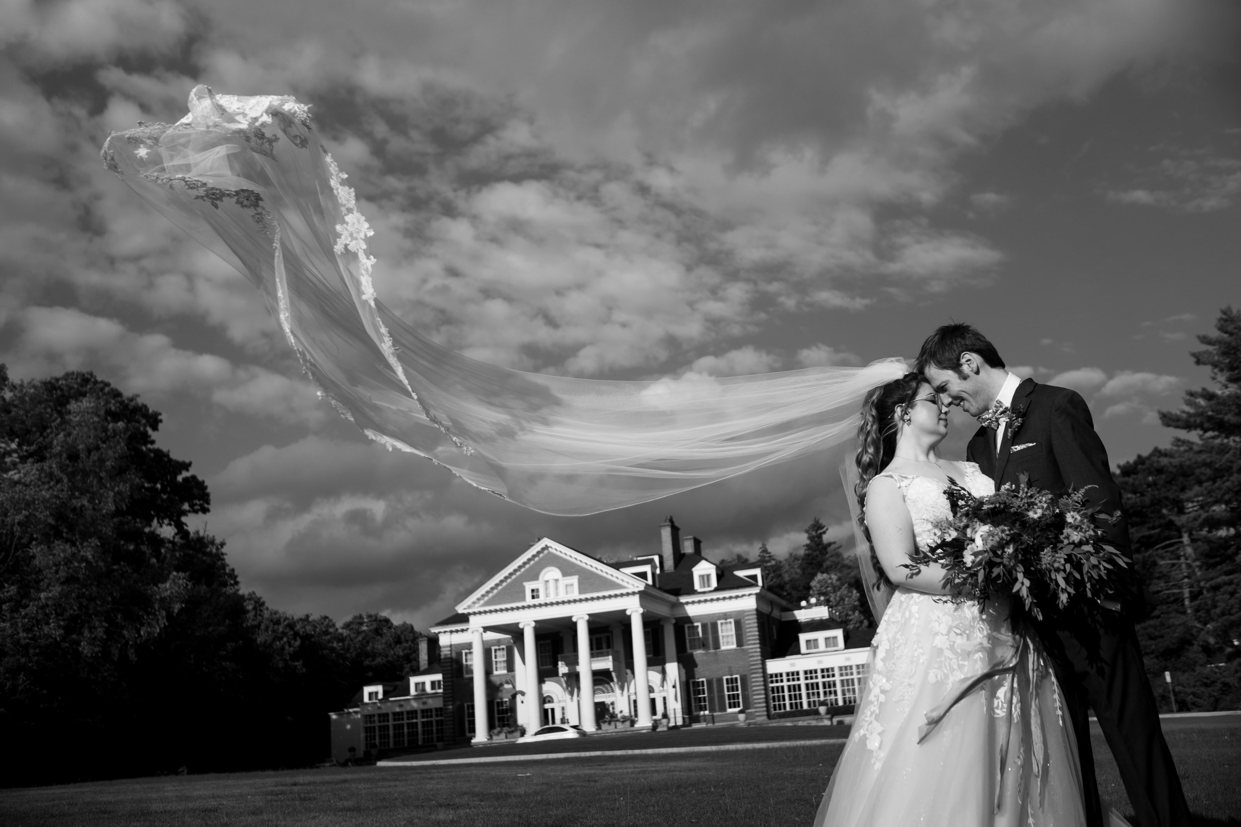  A black and white wedding portrait of Veronica + Brandon’s wedding at Langdon Hall in Cambridge, Ontario by Toronto Wedding photographer Scott Williams (www.scottwilliamsphotographer.com) 