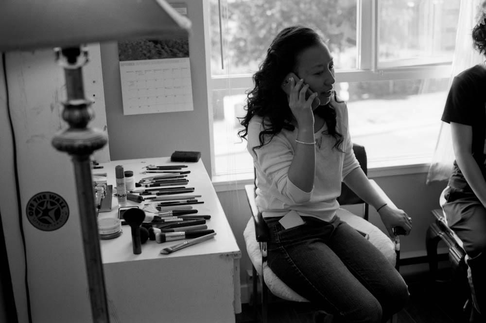 Monica taking a call in the morning.