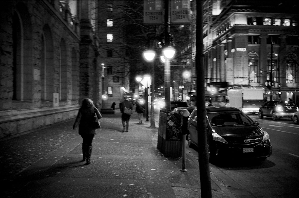 There are some areas where the lights are really nice in Downtown Vancouver. This one is by the Birks store.