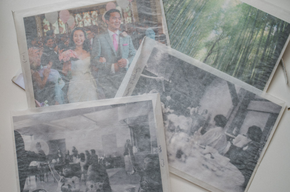 The images came individually wrapped in sleeves with indication of the type of paper. I believe the paper was Hahnemule, which is a very high quality paper. Images are as follows starting top right and going clock-wise: (1) Holman and Monica's wedding (2) Arashiyama Bamboo Forest (3) Phil and Carol's wedding (4) Baby Abigail's 1 year birthday party.
