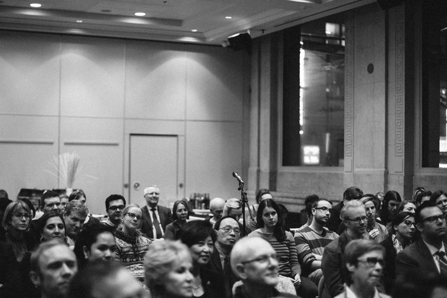 This was the CJF Event that occurred just after the election. Amidst the people was a microphone that would be later used to take questions for the panel (behind me) to address. My major was in Economics so a bit of the political talk was over my head... also, I was focusing on photographing so earnestly that I didn't hear much of what was being discussed