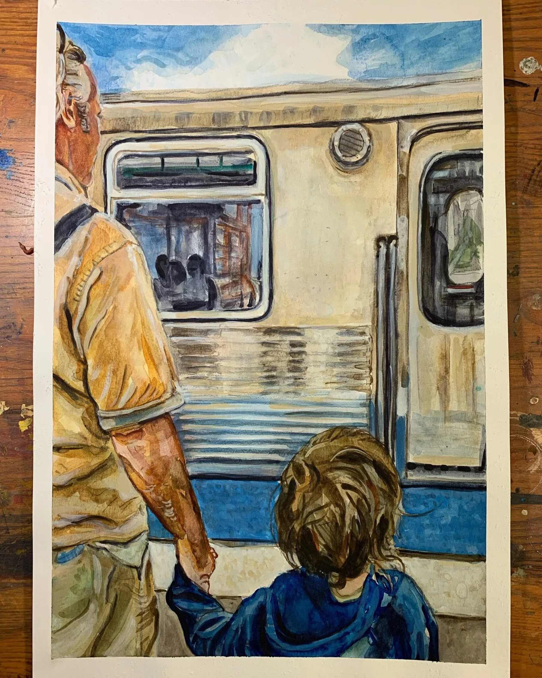 Papa and Hiro Waiting for the CTA