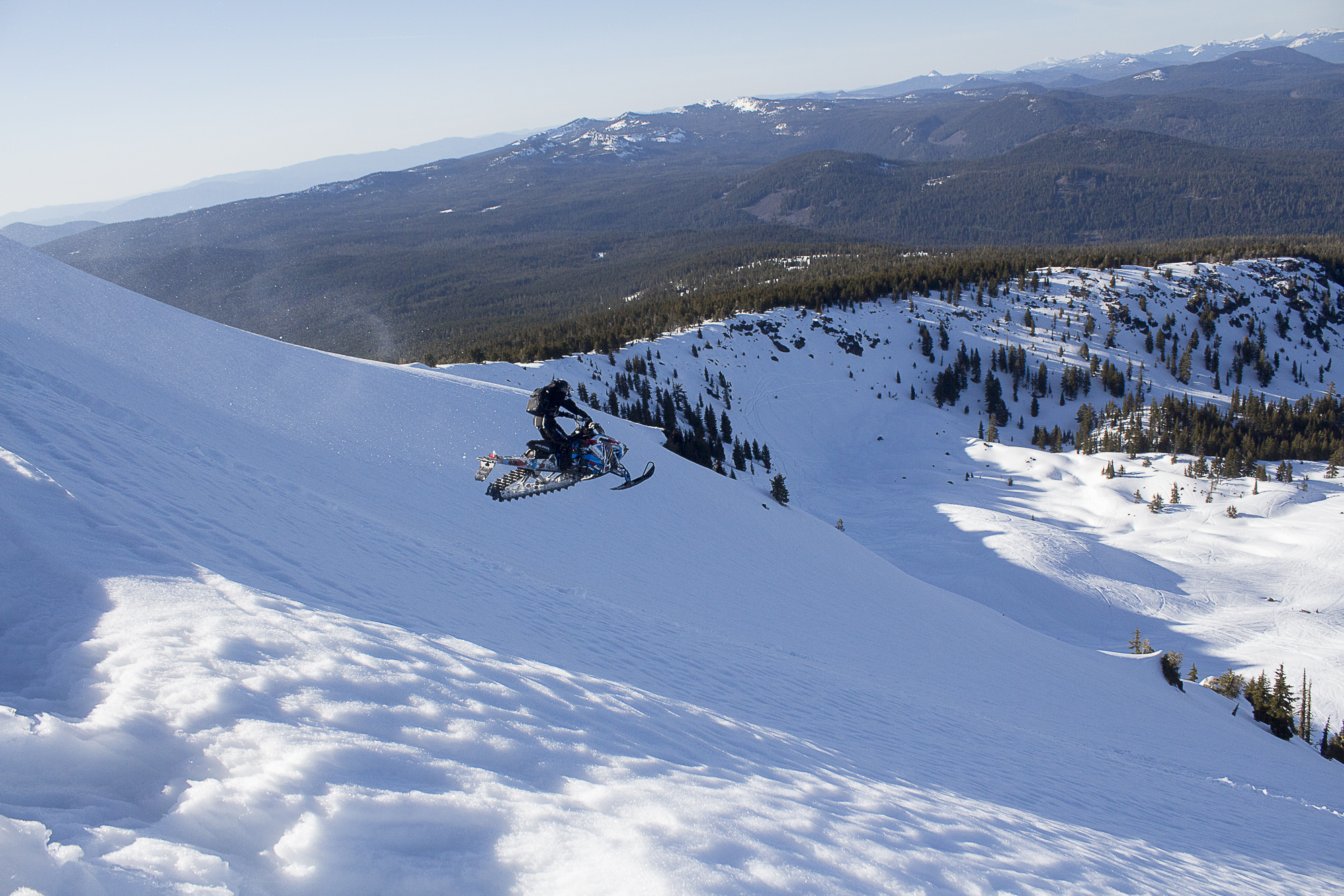 Kam Nielsen dropping into Pelican Butte.