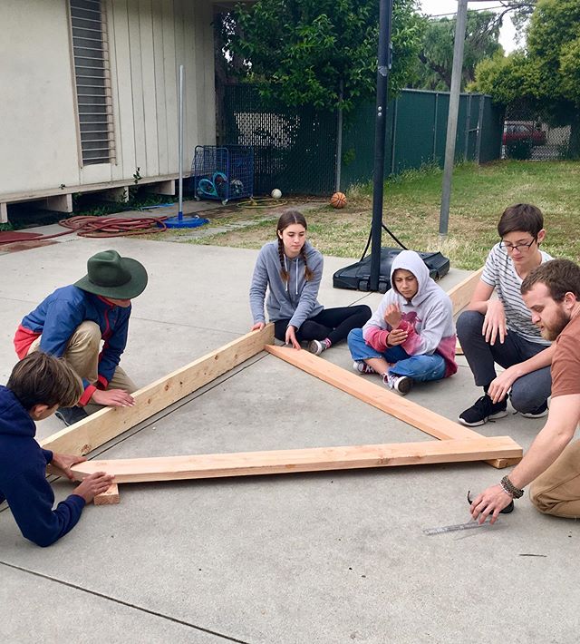 When multiple generations of our TMS community gather to build- it is a sight to be celebrated. Biggest thanks to Brooklyn McVay our resident alumni carpenter (class of 2006) who has been &ldquo;pivotal&rdquo; for our trebuchet project! Student 📸: @