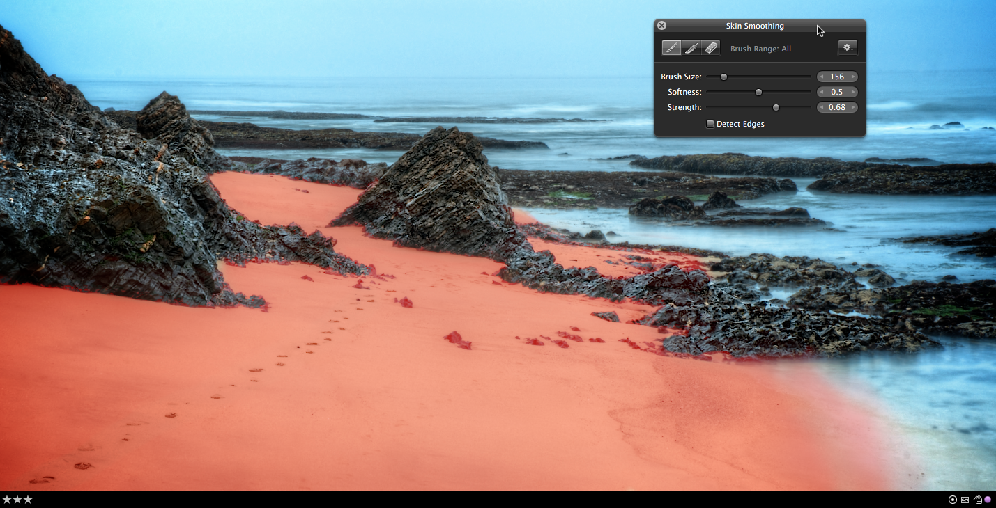 Aperture's Skin Smoothing applied to the sand