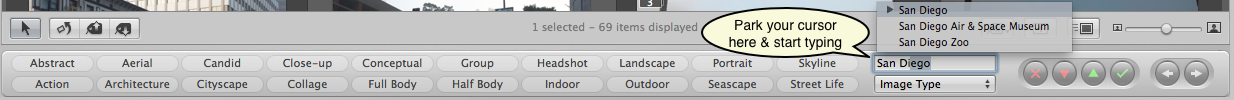 Aperture's Keyword Controls Bar