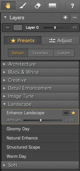Intensify Pro Preset Pane