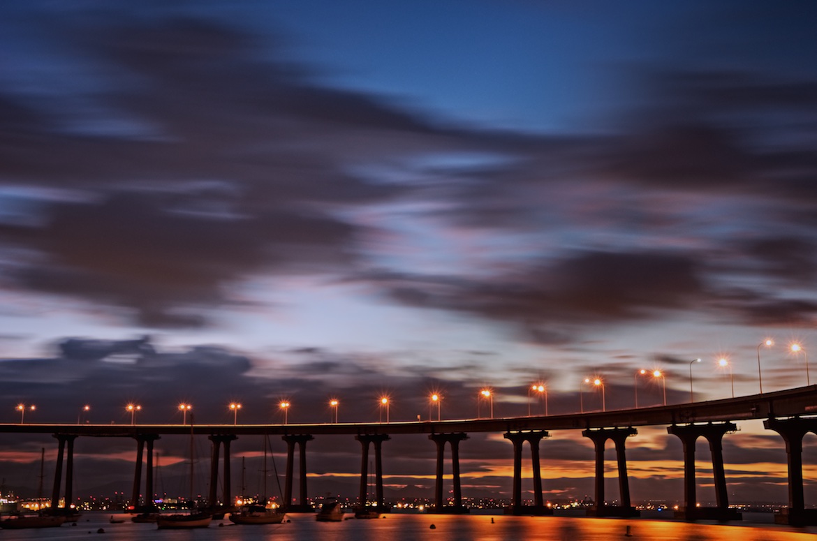 Sunrise under the Coronado Bridge