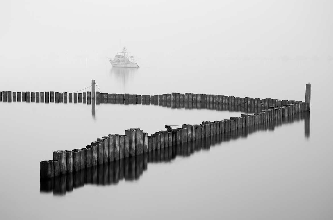 San Diego Harbor covered in fog