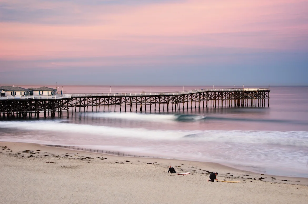 Surfers At Crystal Pier