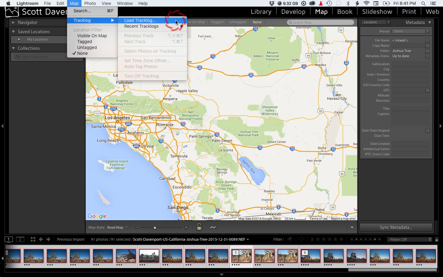 Map > Tracklog > Load Tracklog