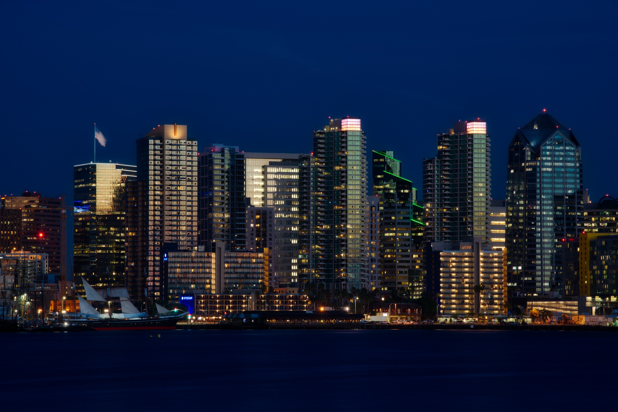 A portion of the San Diego skyline, processed in Luminar by Macphun