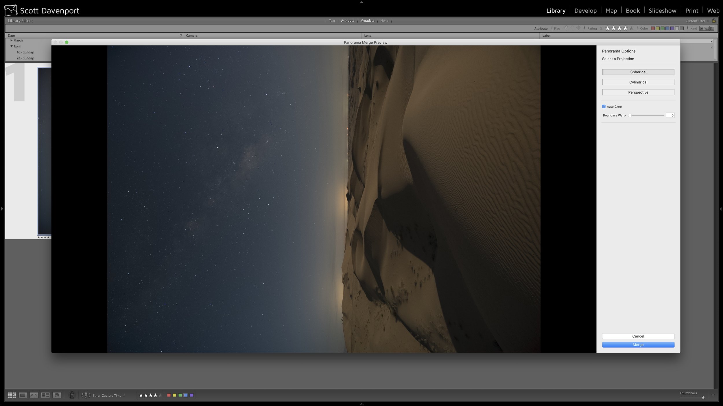 Panoramic stitch of the rotated photos.