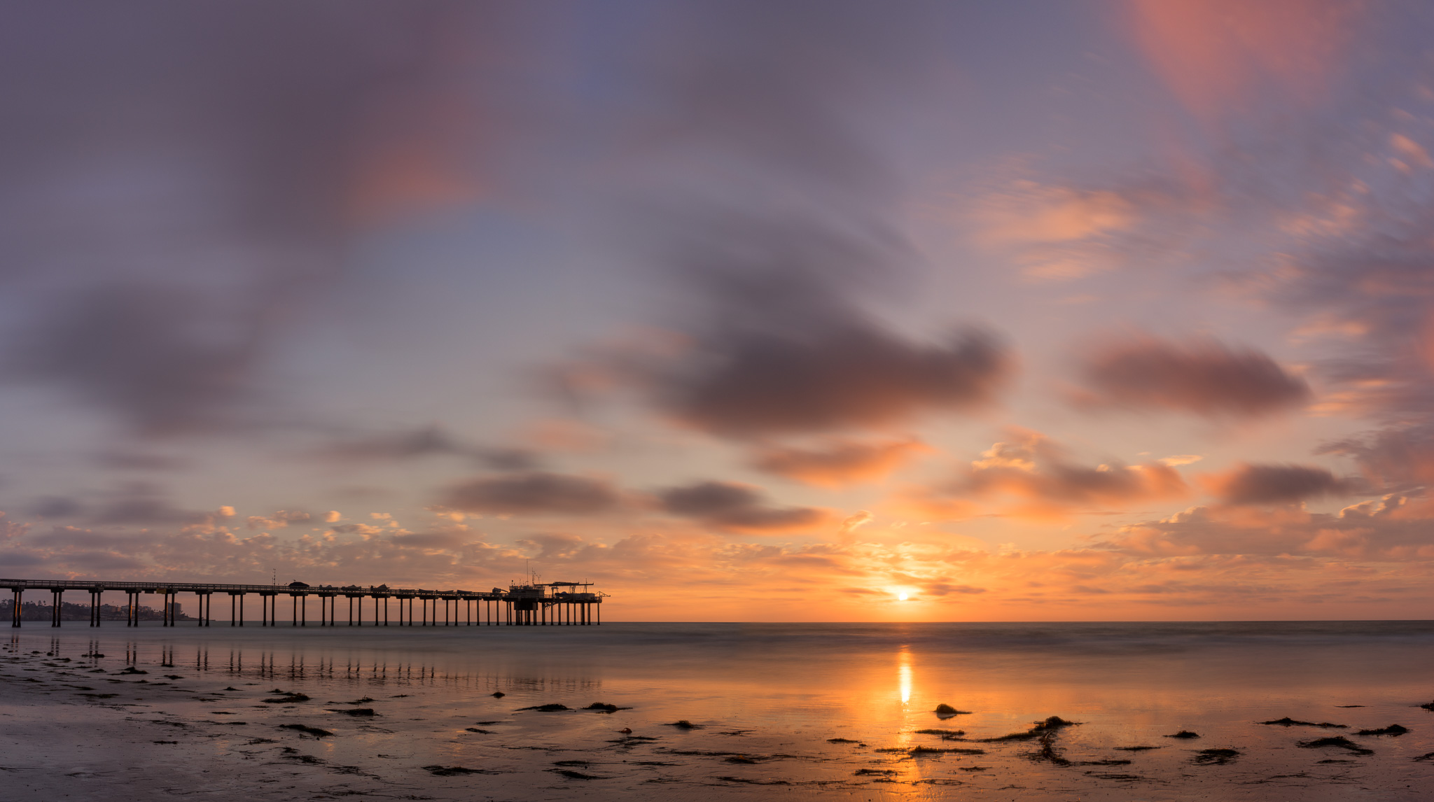 Scripps Pier Sunset Panorama