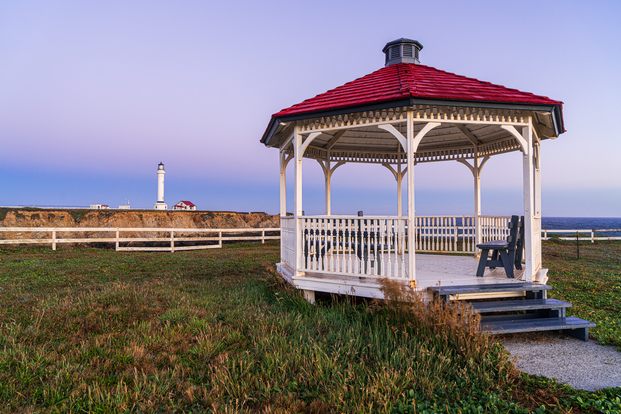 Gazebo And Point Arena Lighthouse