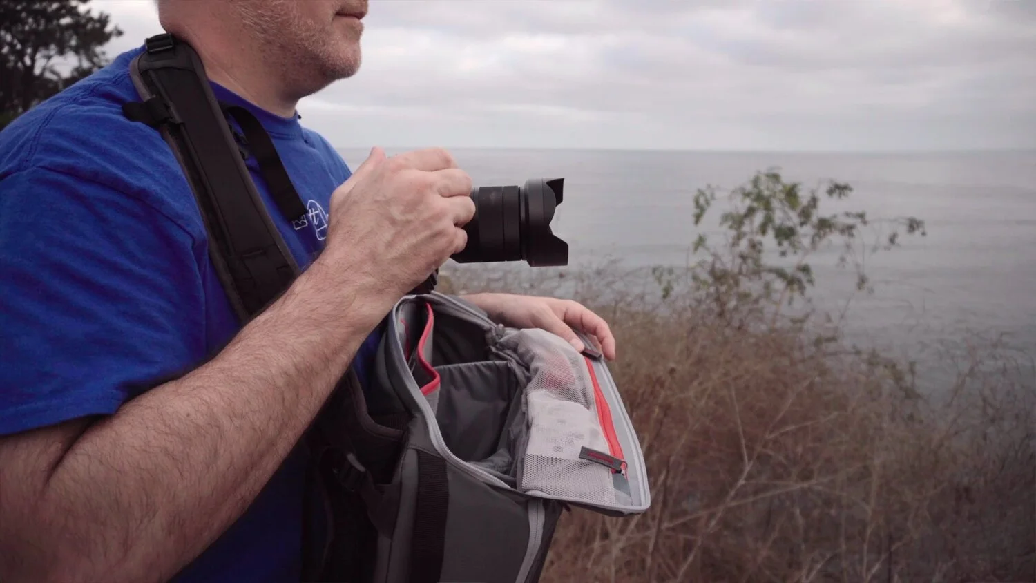 The “necklace” approach to gear access is uncomfortable
