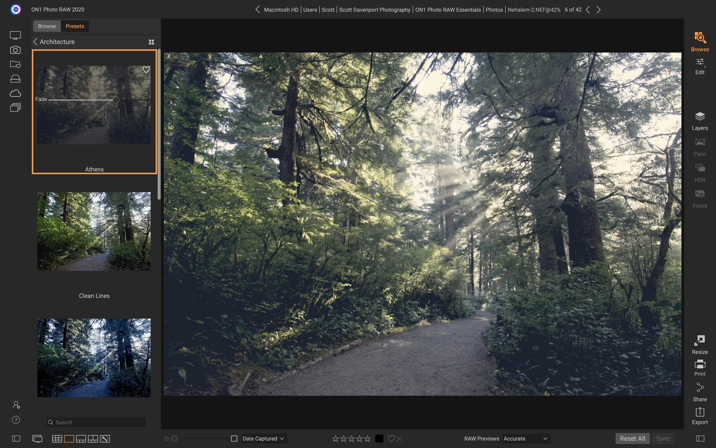 Use the Fade slider in Browse to fine tune the strength of a preset