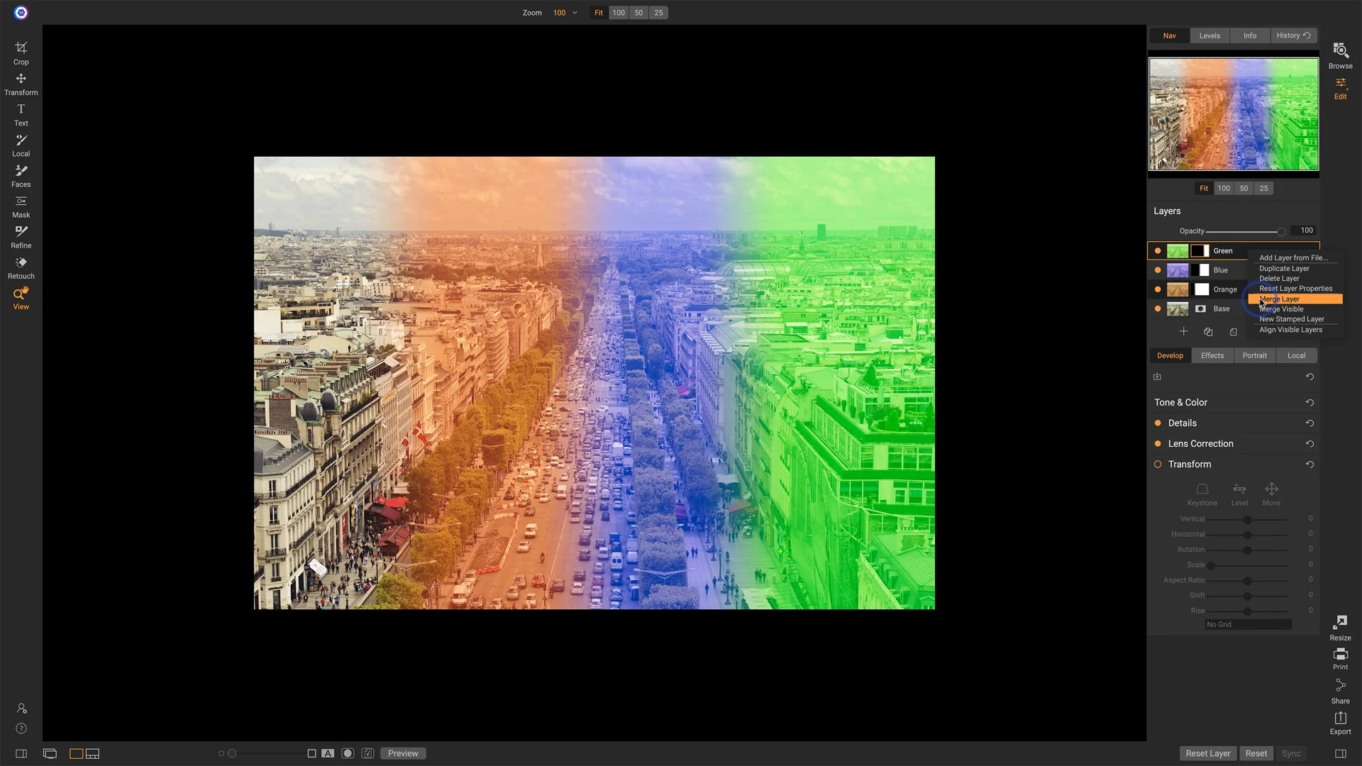 Merged Layers And Stamped Layers In ON1 Photo RAW