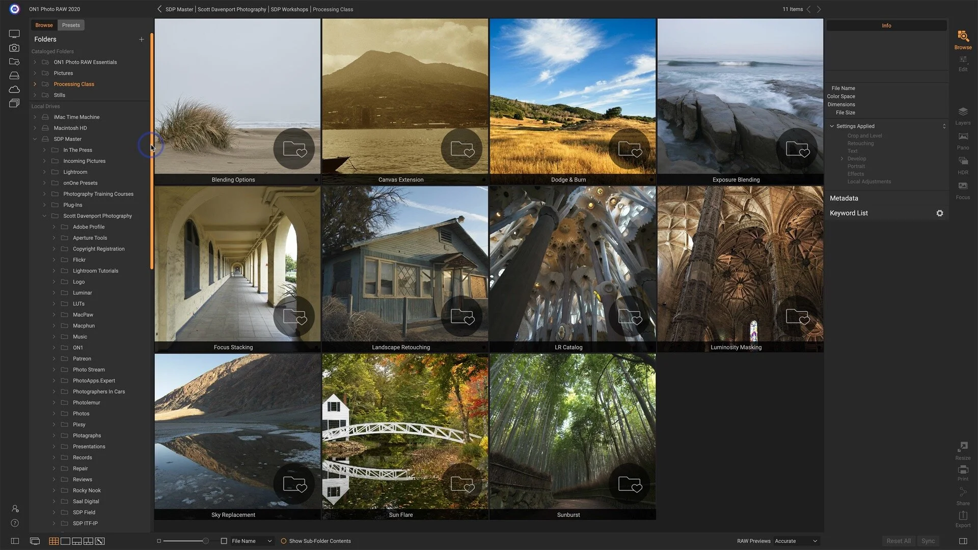 Folders And Cataloged Folders In ON1 Photo RAW