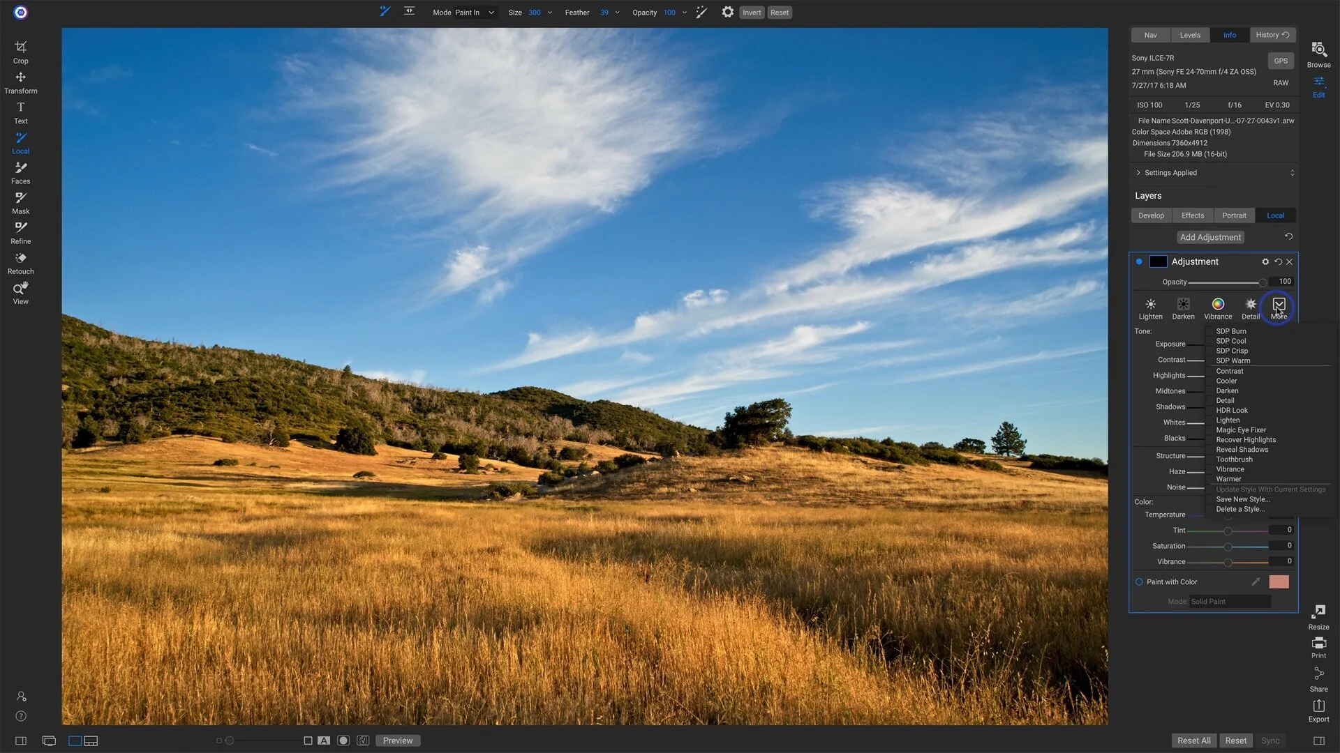 Brush Styles For Local Adjustments In ON1 Photo RAW