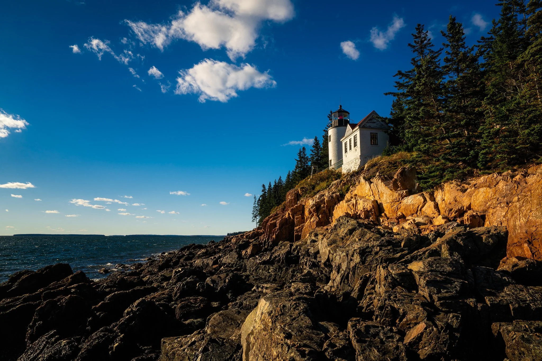 A photograph made at Bass Harbor Head Light during an autumn afternoon.