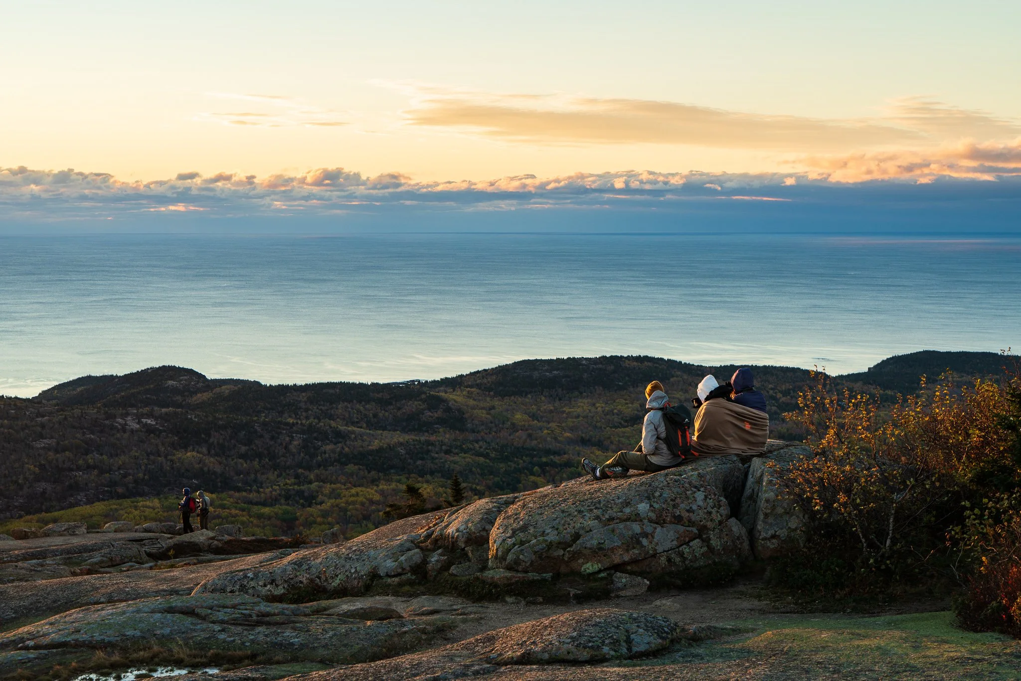 A photograph made on Cadillac Mountain during the sunrise period on an autumn visit to Acadia National Park.