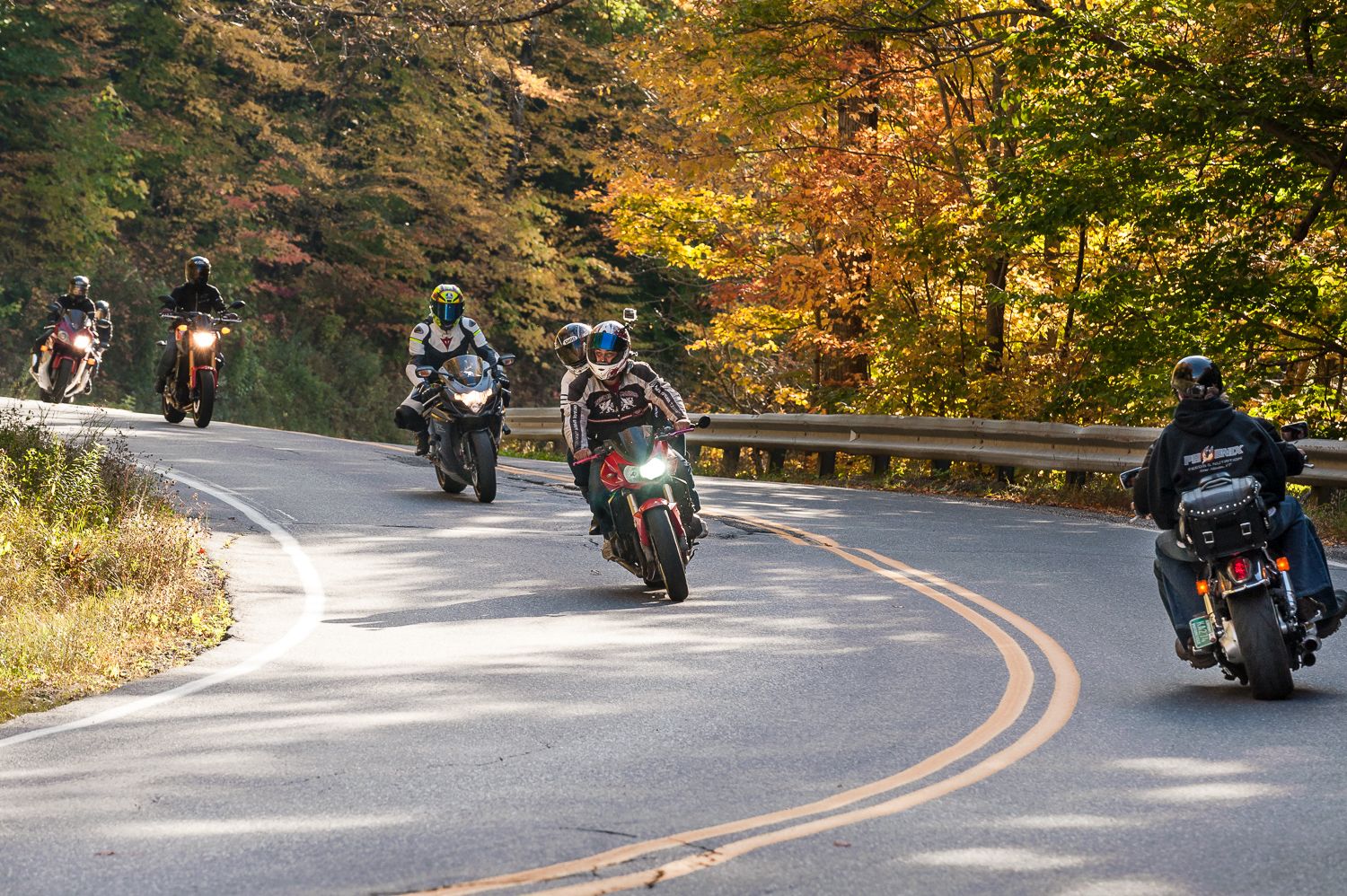  Motorcyclists ride through App Gap on a fall day VT 17 in Vermont. Photo by Bobbi LoCicero 