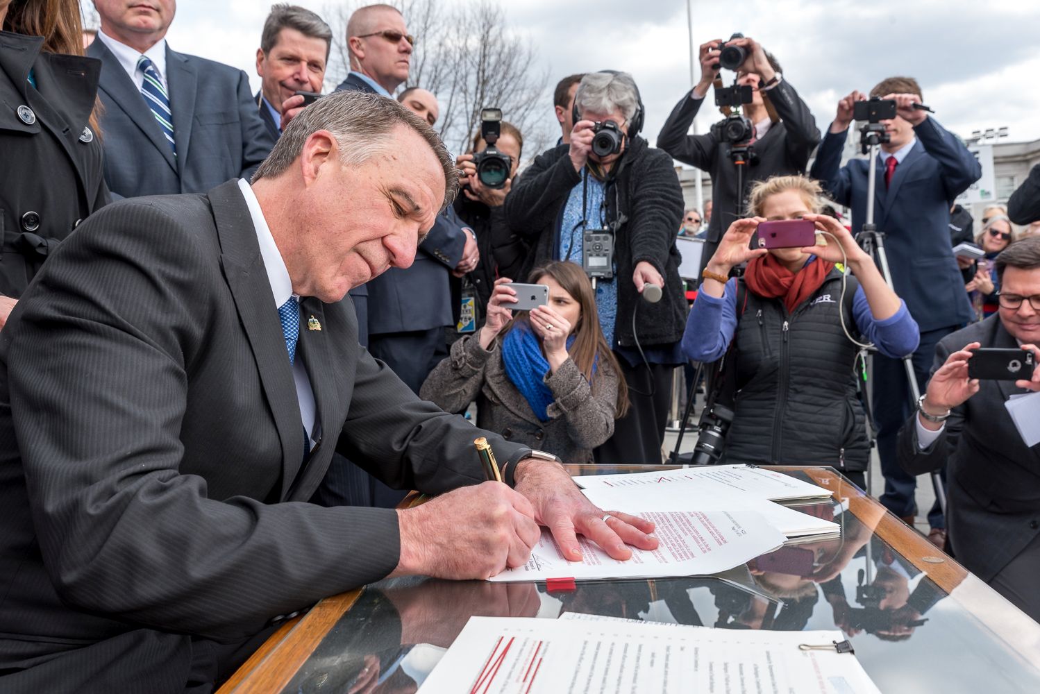  Governor Scott signs of gun legislation in Vermont. Photo by Bobbi LoCicero. 