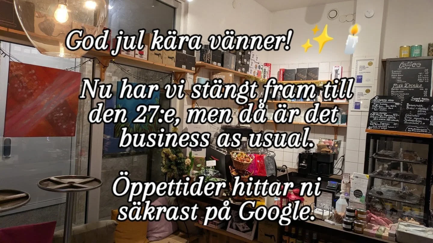Nu blir det v&auml;lf&ouml;rtj&auml;nt ledighet i dagarna tre.

Ta hand om er och hoppas att helgen bjuder p&aring; k&auml;rlek och v&auml;rme. 

Tillbringar du julen utan s&auml;llskap, t&auml;nk d&aring; p&aring; att vi snart ses igen. ❤️

Den 27:e