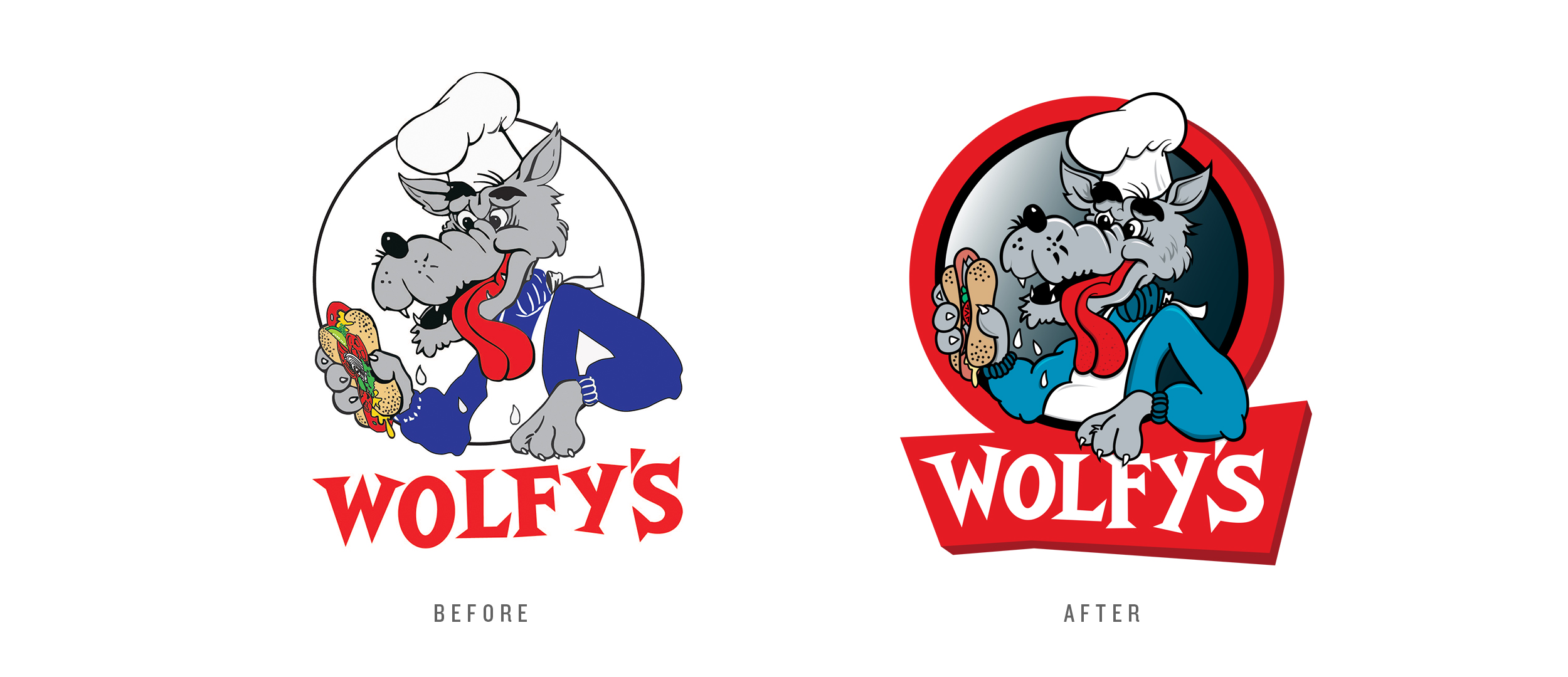 Wolfy Sign Wolfy's Hot Dogs — flinch