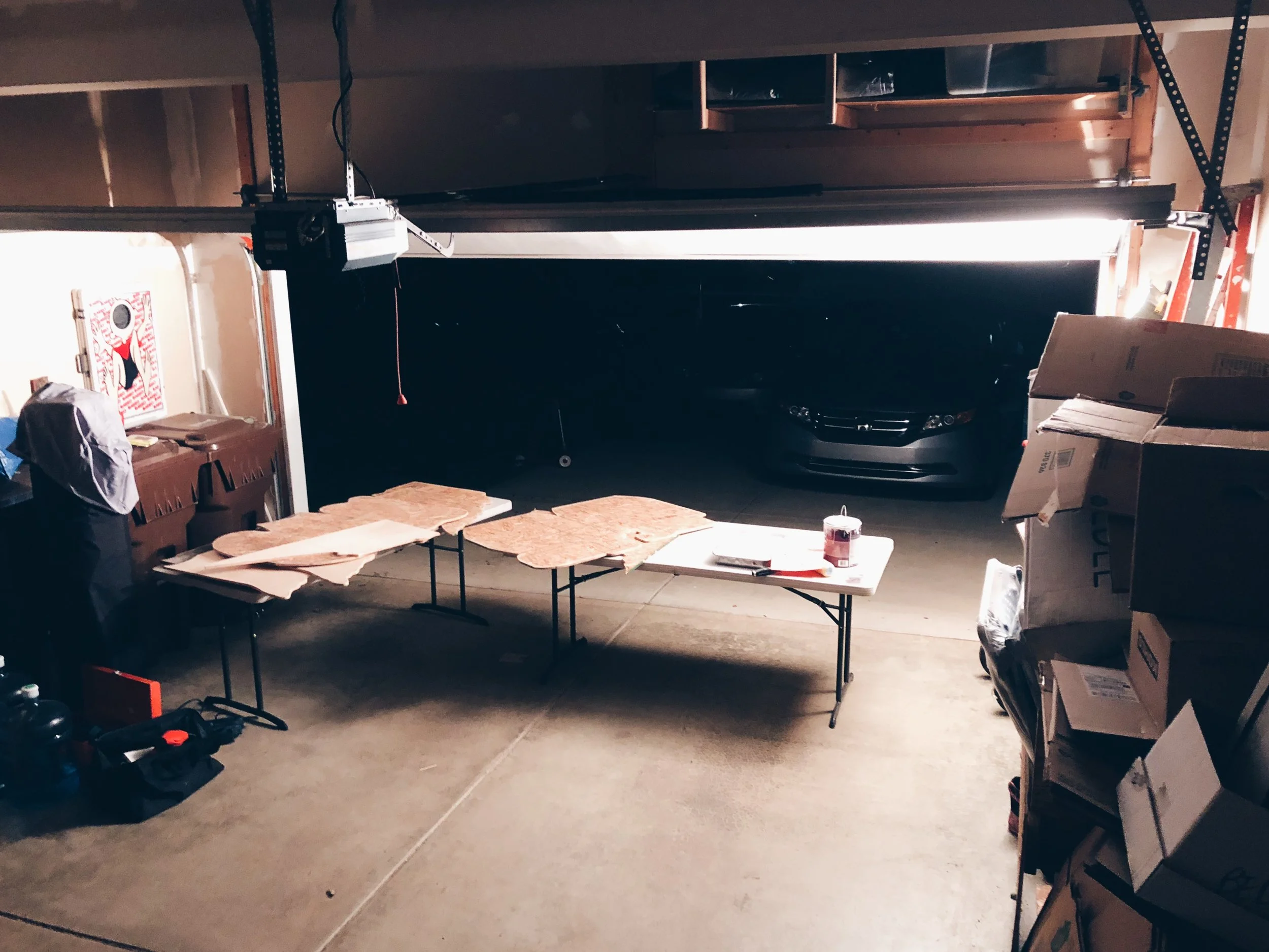 Once all of the pieces were sanded (and after dinner) I got started putting down a base coat.