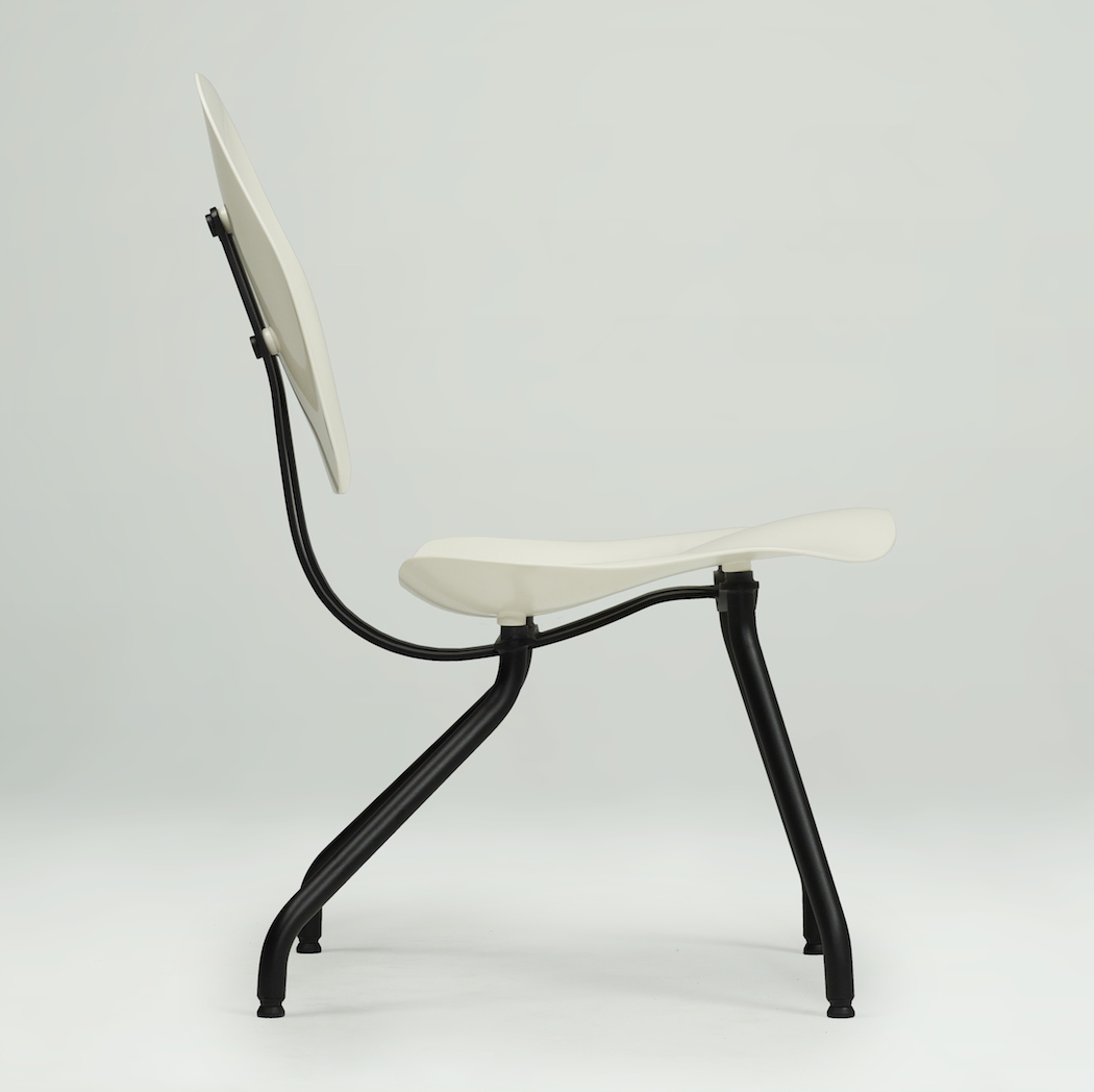 Tchair 2014 Materials : steel, ABS, PTE, PA Dimensions : 86 x 64 x 49 mm | 33 x 25 x 19 inch Description : In collaboration with Tchai International, Studio Libertiny’s principal task was to design a comfortable conversation chair ideal for lounge areas or lobbies as well as homes and verandas. The Tchair was intended for both indoor and outdoor use. The strategy was to use combination of flexible rigid parts that could adjust and shape under the body weight. The almost medical approach in designing the seat and the backrest resulted in a wave-like surface. The idea of sitting in fresh snow that succumbs under the pressure and creates a cradle became a perfect analogy. The curved surfaces were derived from multiple body casts which were subsequently sanded down to fit the majority. The seat and the backrest are made of vacuum-formed thermoplastic. These form-locked shapes allowed for thinner plastic to be used. The result produced a bending effect. The elevated area at the front of the seat was intended to support inner thighs of crossed legs taking away the strain from the bottom leg. The angle of the seat in combination with the design of the form made the blood flow to the lower part of the legs unhinged. The comfort is not only a matter of pleasure but also that of our health. The design of the metal frame is both structurally rigid and flexible. The mild swinging effect of the backrest frame is very soothing and allows for greater adjustment and movement while sitting down or standing up.