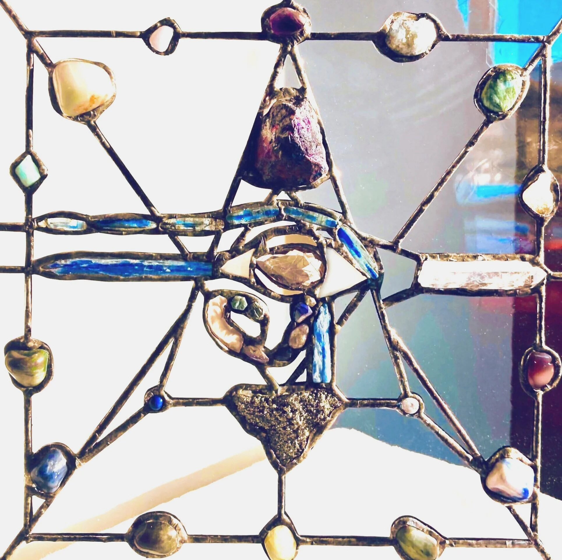 aquamarine, sapphire gift wedding stained glass