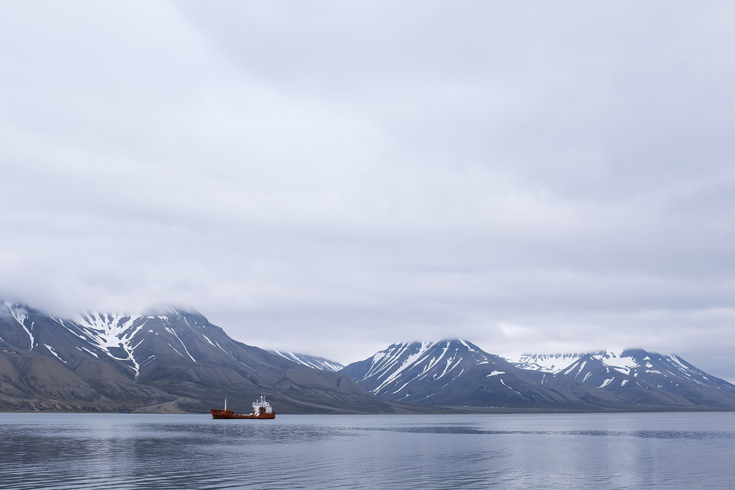 Cargo boats in the Longyearbyen harbour