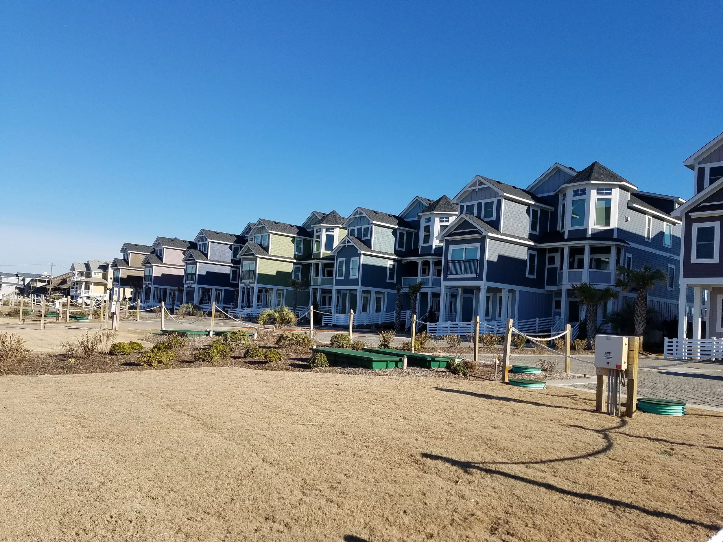 (7) seven bedroom oceanfront homes where four old 2 to 4 bedroom cottages once stood. The engineer worked to squeeze the maximum bedrooms in for the builder