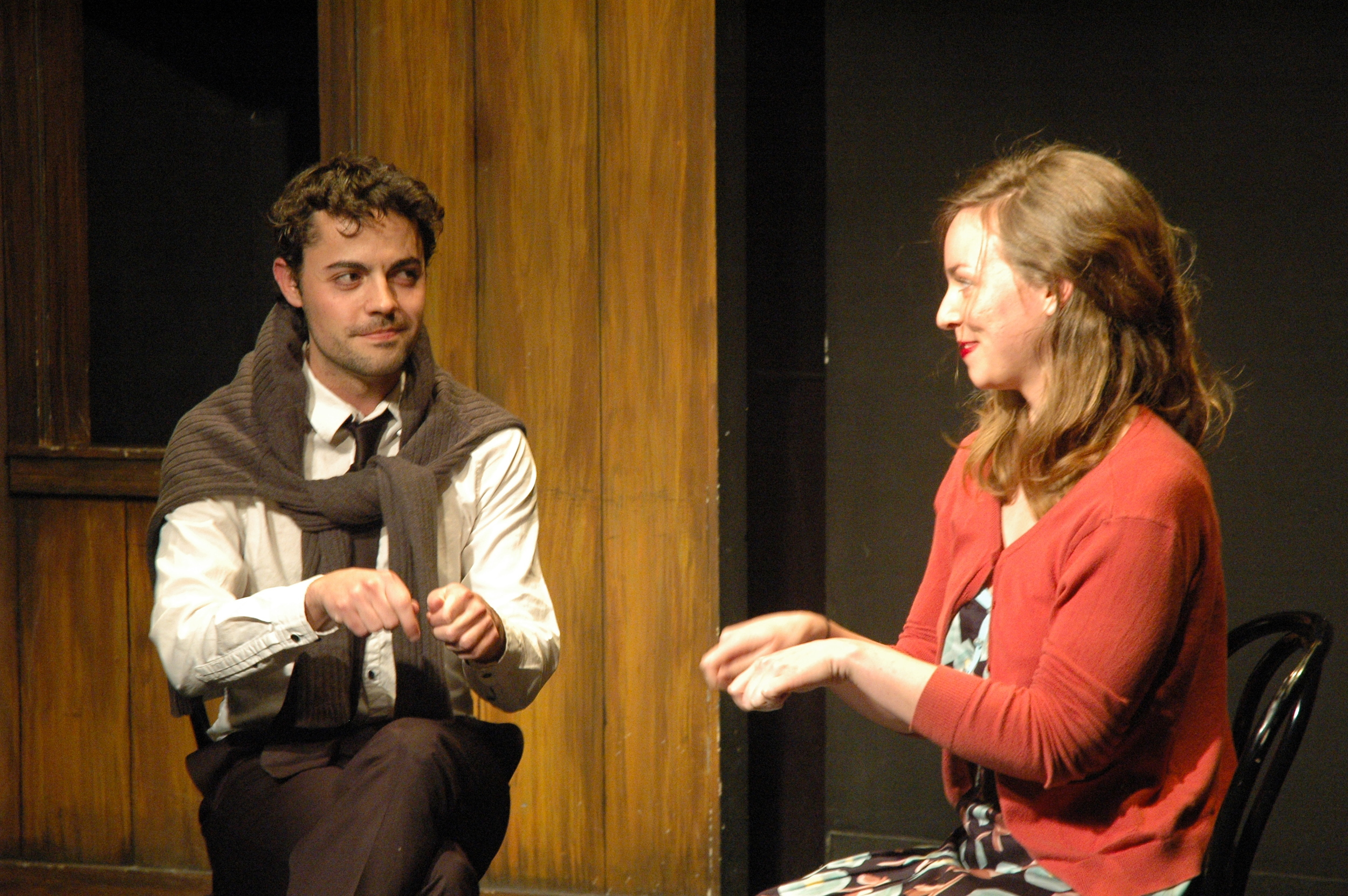   &nbsp;Night Train  by Dan Moyer. Grayson DeJesus and Kate Eastman. Magnet Theatre 2013. Photo by Megan Gray.&nbsp; 