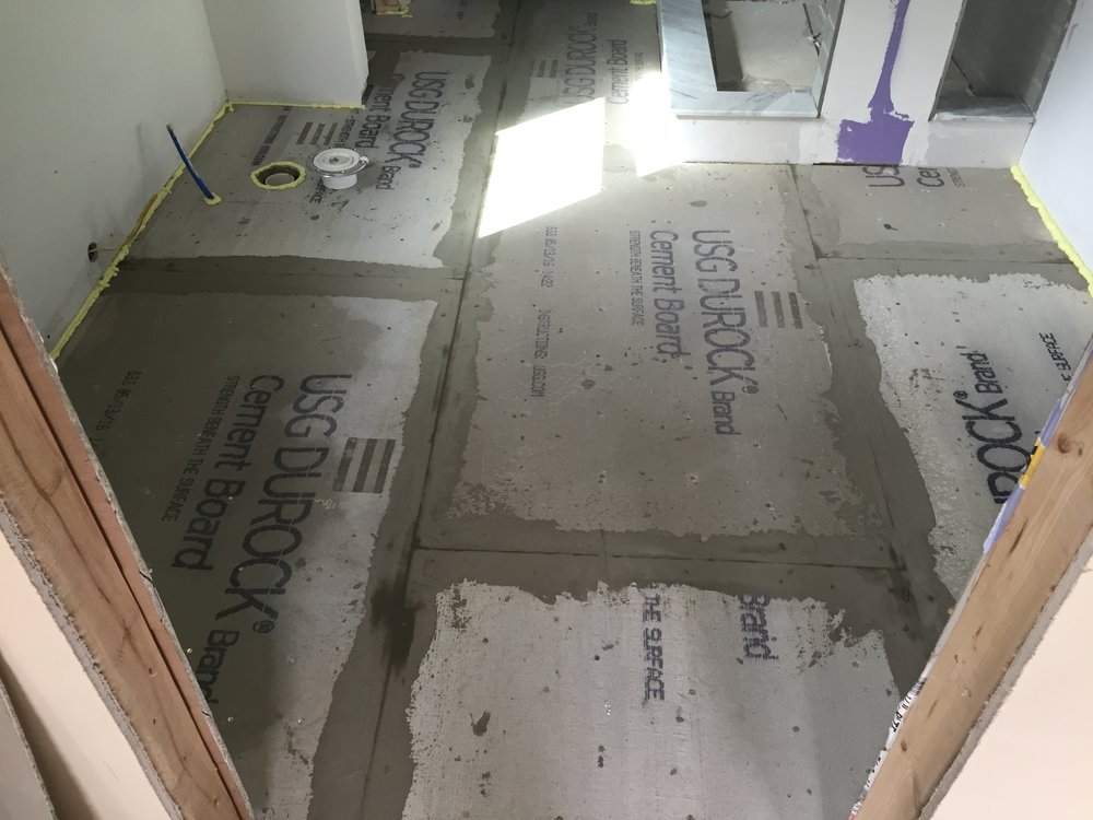 Cement Board Installation Cabinet, Using Cement Board In Basement Floor