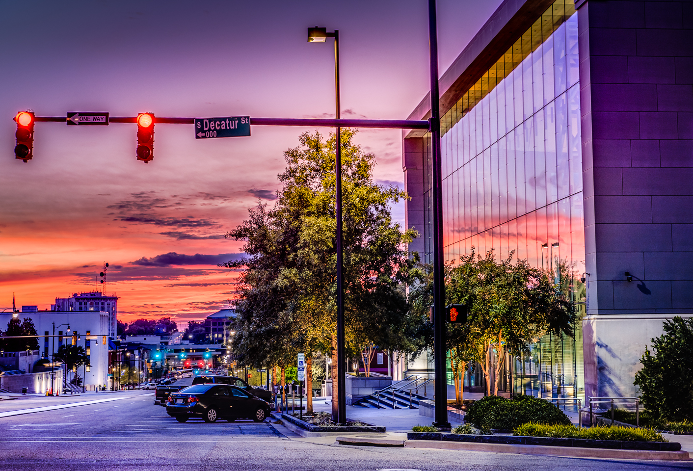 Downtown Montgomery Alabama at dusk