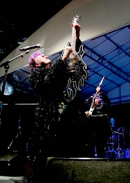 Jim Peterik rockin it out with David at a show in Houston, TX