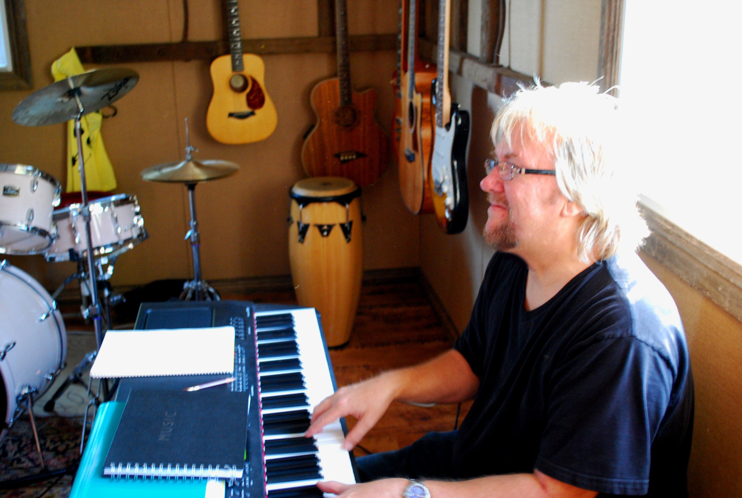 David Composing at the First "Napa Crossroads" Recording Session