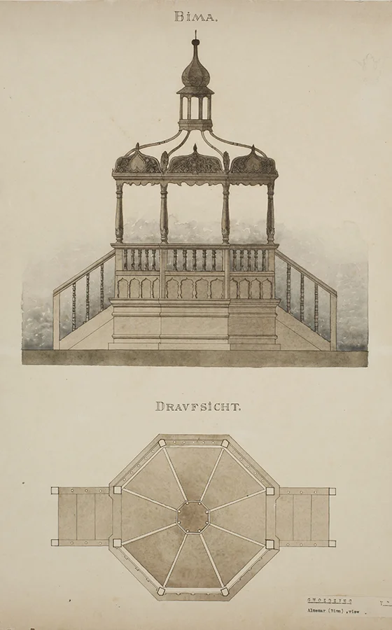 Breier Drawings of the bimah.