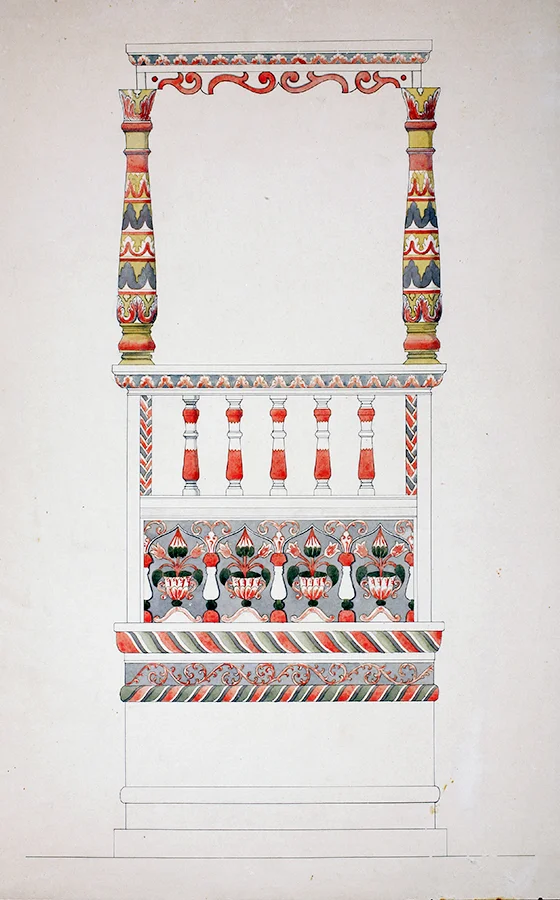 Breier Color Drawing of bimah section. 